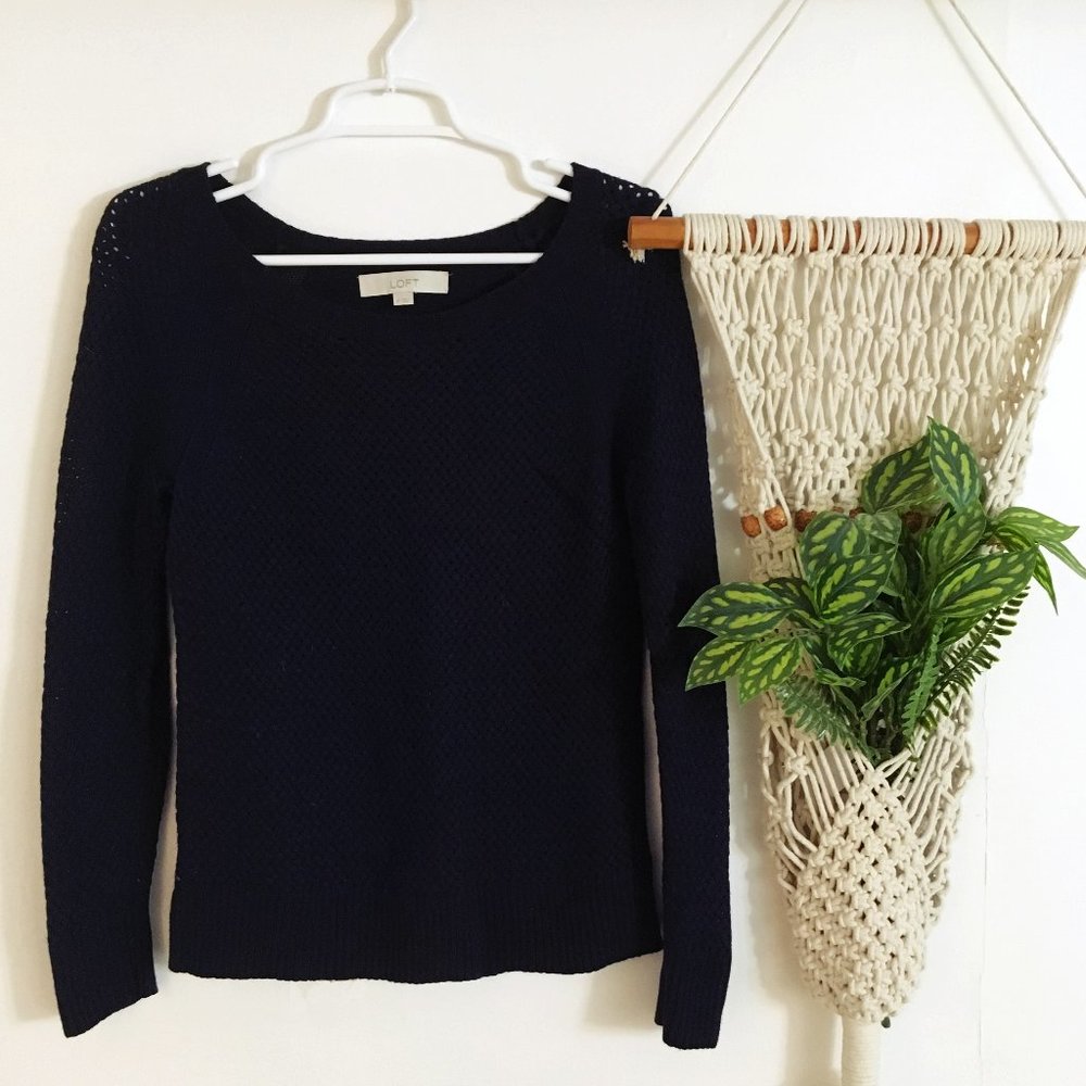 Loft Navy Blue Knit Sweater - Picture 1 of 3